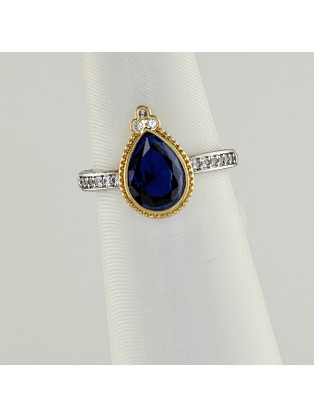 Bomb Party Greek Goddess Sz 8 "The Aurora Ring" RBP3851 RETRO Blue Gold/Silver
